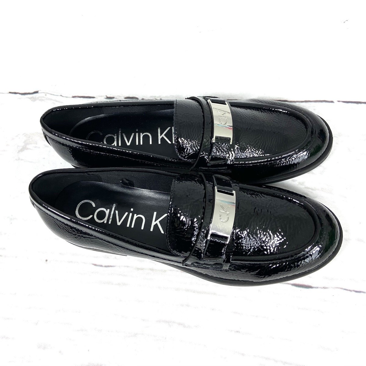 NEW! Calvin Klein Black Patent Leather Slip-On Loafers with Elastic Strap Amazon.com | Calvin Klein Men main image 3