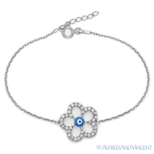 Pulsera de plata esterlina Hamsa Hamsa Mati Turco Nazar Griego Cuentas Estrella Dije Mal de Ojo - Imagen 2 de 3