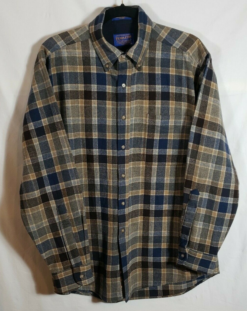 Pendleton 100% Virgin Wool Flannel - Brown Blue P… - image 1