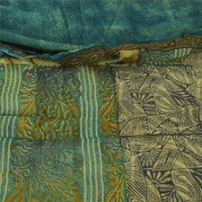 Sanskriti Vintage Green Sarees Pure Georgette Fabric Craft Printed 6 Yard Sari