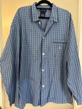 Polo Ralph Lauren Pajama Blue Plaid Shirt Mens XL 100 Cotton Sleepwear Lounge