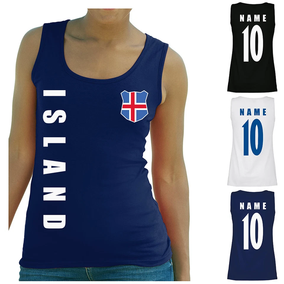 AKYTEX Island Damen Trikot Fanshirt Top Shirt WM 2018 Name Nummer