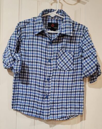 Swiss Cross Boy's Long Sleeve Checked Button-Up Collared Shirt Size 4T - Afbeelding 1 van 3