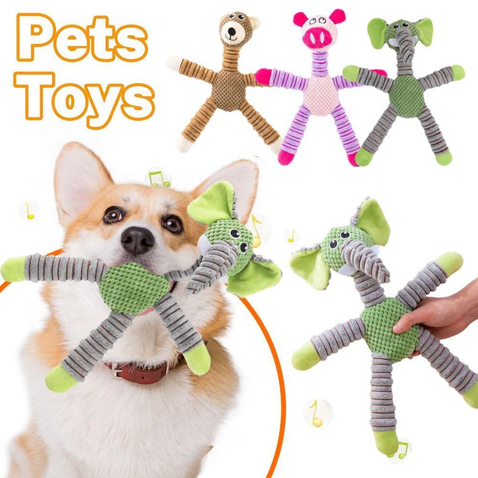 Plush Dog Toy Rope Squeaky Interactive Stuffed Dog Chew Toys for Puppy