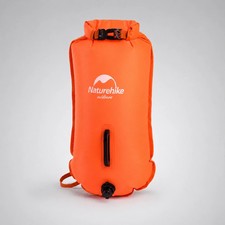 28L Inflatable Swimming Buoy Waterproof Dry Bag Dual Airbag Tow Float Orange Pin