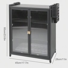 2-3 Tier Cabinet Adj Shelves Black Home Storage Unit Furniture Organiser