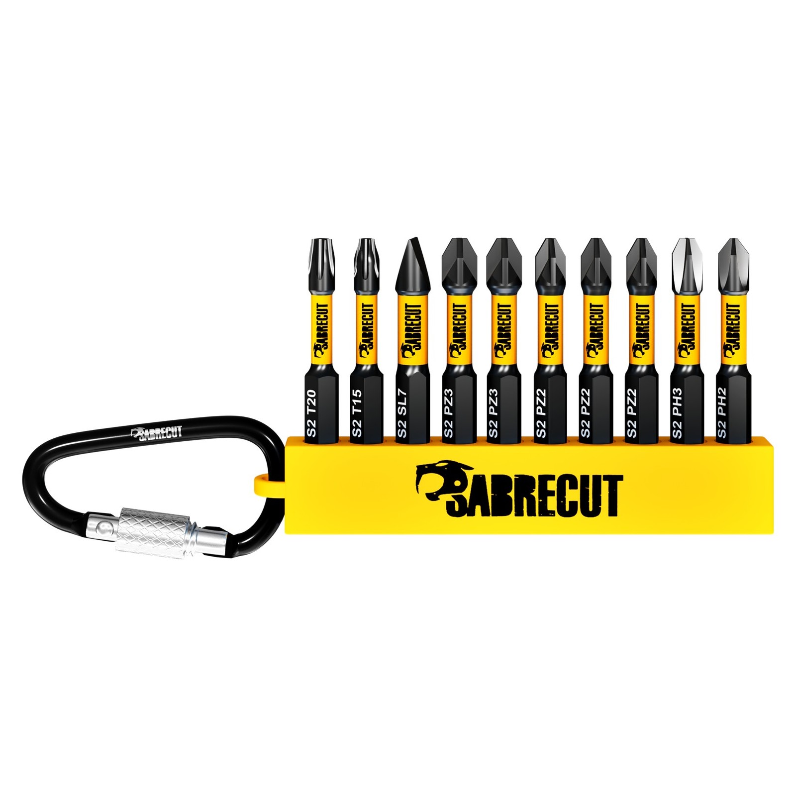 SabreCut 10pcs 50mm Mixed PH PZ SL TX Magnetic Impact Drill Driver Bits
