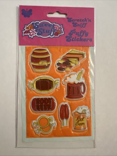 Vintage Sweet Stuff Scratch N Sniff Puffy Stickers Rootbeer NIP - Picture 1 of 2