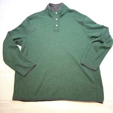 Crofts  Barrow Men's Green Heathered Fleece Pullover Sweater 1/4 Snap XXL