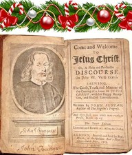 1707 Antique WELCOME TO JESUS John Bunyan The Pilgrim's Progress 1611 Bible KJV
