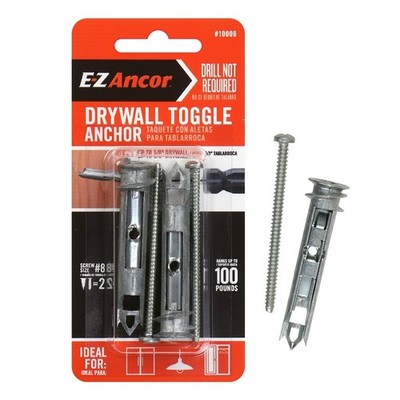 EZ-ANCOR 10006 100lb 2-1/2-in Philips Zinc-Plated Drywall Toggle Anchors 2-Pk