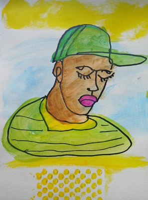 #ad #ad Abstract Expressionism 9 x 12 Green Cap Colorful Painting Modern Street Art $49.00