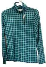 Lands End Women's Light Turtleneck, Green Gingham, XS, S, M,  NWT, SHIPS FREE