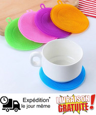 Éponge Silicone Anti Graisse Vaisselle Cuisine Réutilisable Lavable