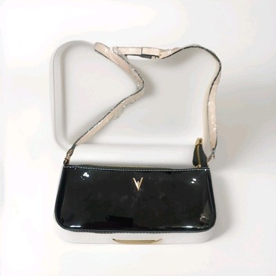 Vanessa Williams Black Patent leather zipper closure 10 x 4 x 1.5 crossbody Bag 
