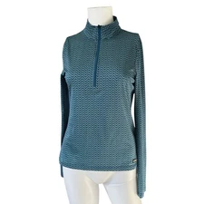 Kerrits Ice Fil Lite Long Sleeve Sun Shirt in Navy Green Bits Equestrian Outdoor
