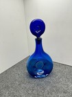 Blenko 5931 Wayne Husted Donut Decanter With Topper Blue With Factory Mark — photo 3