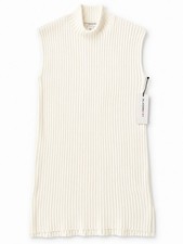 Liz Claiborne Women’s Ribbed Mock Neck Sleeveless Sweater Dress Ivory NWT Size L
