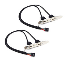 2 Pack Motherboard 9Pin USB to Dual USB2.0 Back Panel Rear Baffle Extension Cabl