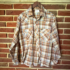 Vintage 60s 70s Wrangler Western Shirt L MADE IN USA