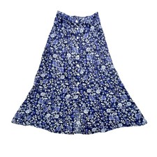 Vintage Casual Corner Blue Floral Button Up Skirt Medium made in USA