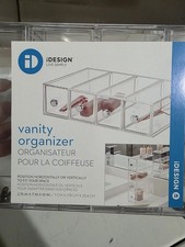 iDesign Makeup Organizer 3 Piece Set Clear Stackable Removable Inserts Tray