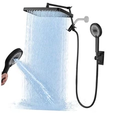 13 Inch High Pressure Rain Shower Head with Handheld 13" ABS 2.5GPM Matte Black