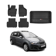 OMAC Fußmatten & Kofferraumwanne Set für Seat Alhambra 2010-2020 3.Reihe Gummi