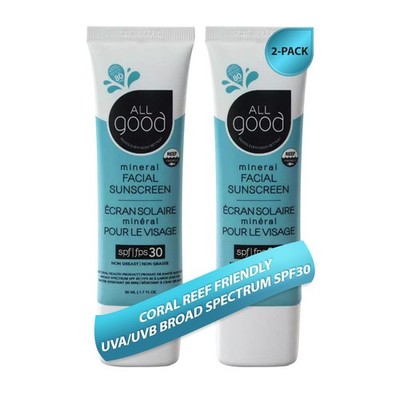 All Good Facial Mineral Sunscreen Lotion SPF 30 | Daily Face Moisturizer, Nouris