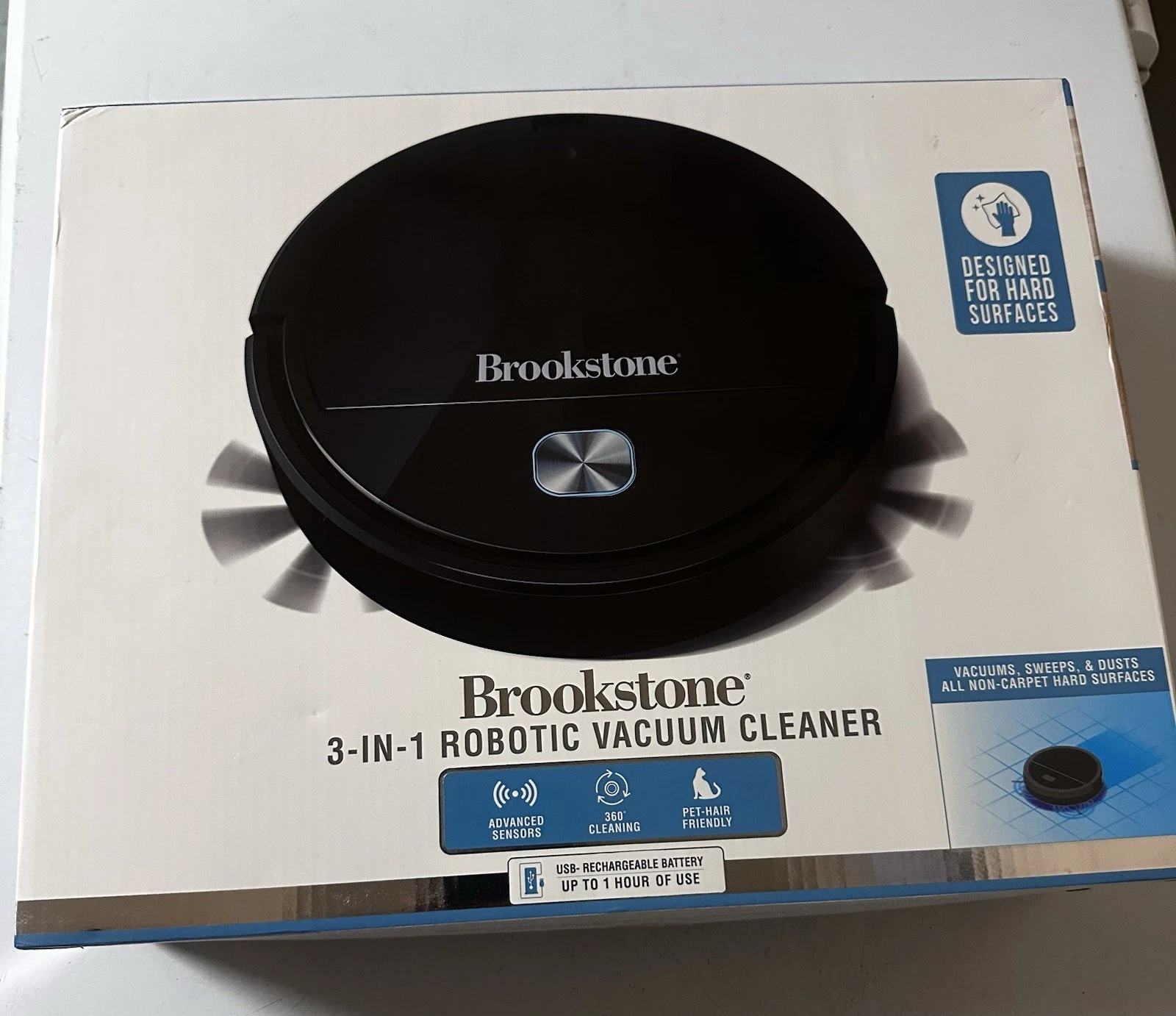 Brookstone 3-in-1 Robotic Vacuum Cleaner – Open Box, New