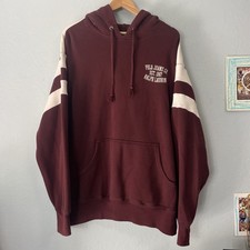 Vintage Ralph Lauren Polo Jeans RL Embroidered Hoodie Mens XL Maroon White