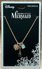 Disney Princess Ariel The Little Mermaid Necklace w Charms Fork  Shell  Gem