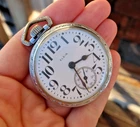 RARE Vintage Antique Elgin Wind Up Pocket Watch 2" Deco 15 Jewels Railroad Style