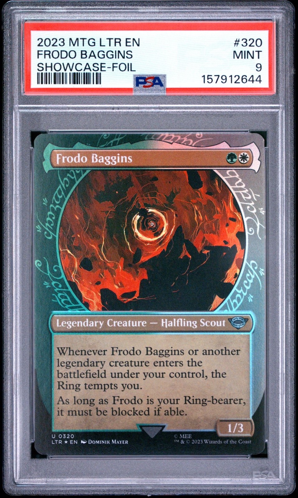 Magic The Gathering Lord of the Rings Frodo Baggins Showcase Foil #320 PSA 9