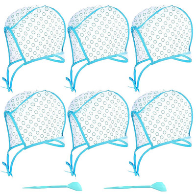 6 Pcs Hair Highlighting Cap, Highlight Caps, Hair Coloring Frosting Dye Kit with