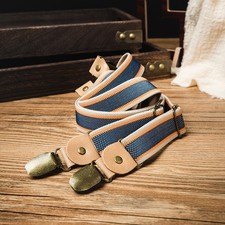 Adult Y-shaped Adjustable Elastic 25mm Braces Pu Leather Suspenders Dinner Suit