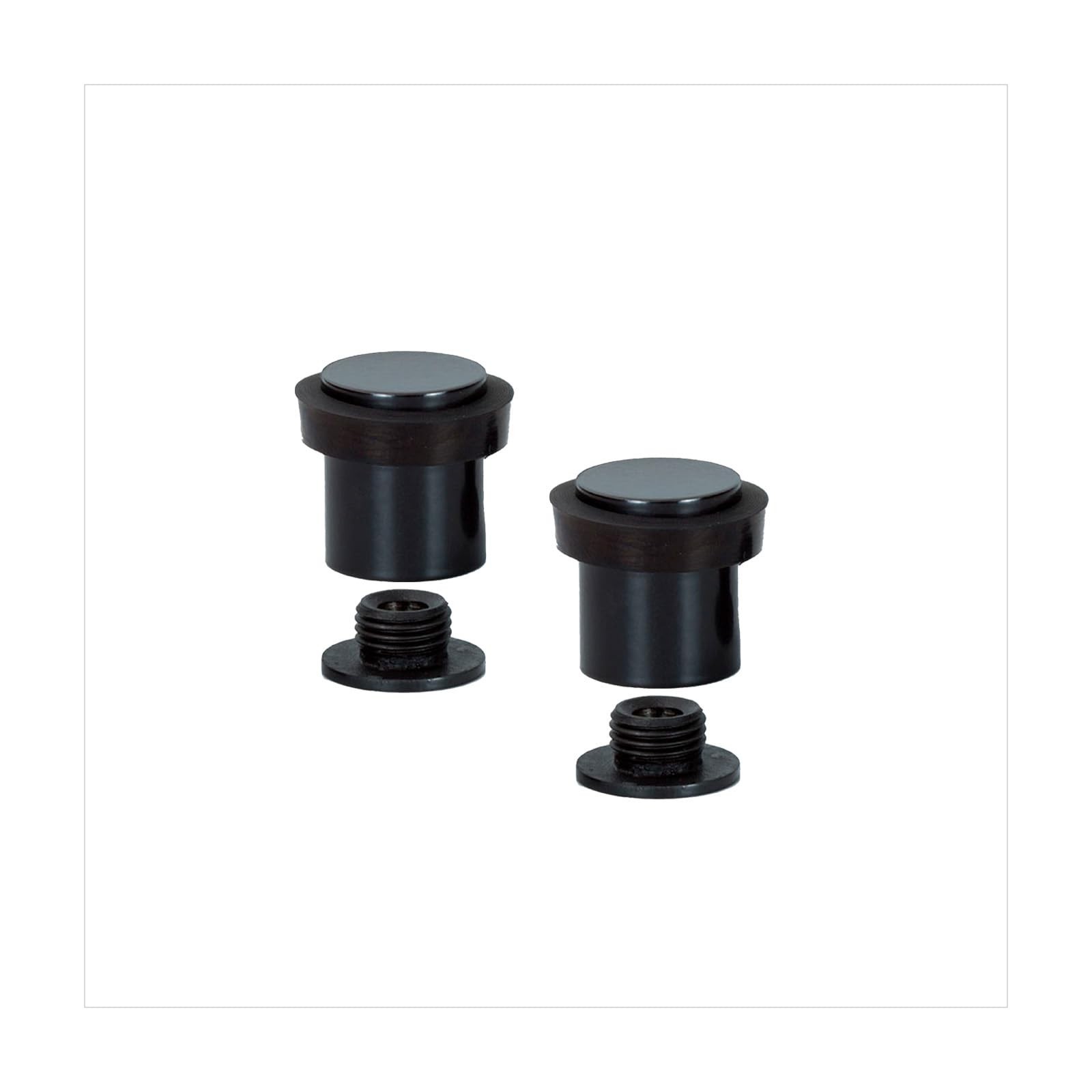 Pack of 2 EVI Door Stoppers | Black Stainless Steel Door Stopper - Screw Fast...