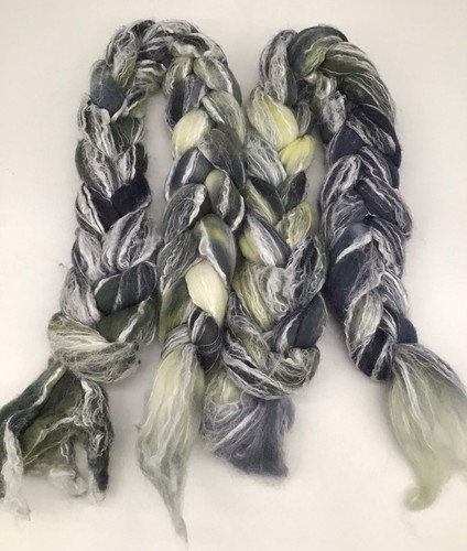 Two 4oz Skeins Hand-Dyed Roving Wool - Variegated Mossy Stone Colors - Picture 3 of 3