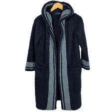 Barefoot Dreams CozyChic Kids Hooded Robe Navy Blue Striped Size 8/10 Style 813