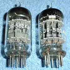 2 General Electric JG 5814A aka 12AU7 Vacuum Tubes Vintage Audio Twin Triodes