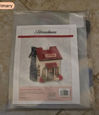 Plastic Canvas Kit.   From Herrschners. Factory Sealed,  Harvest Home Tissue Box