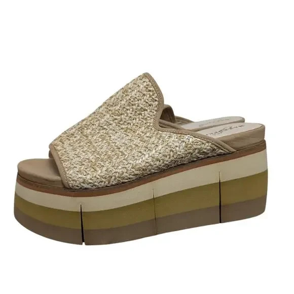Naked Feet Flocci Sandals Womens 9.5 Platform Raffia Beach Coastal Comfort Wedge