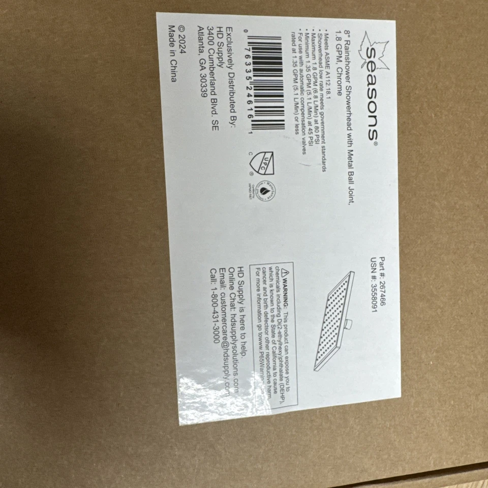 "Cabezal de ducha de lluvia Seasons 8"" con rótula de metal 1,8 GPM cromado" Foto 2 de 2