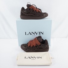 Lanvin Curb Leather Sneaker In Dark Brown FU-SKDK12-TOPS-E25 Men's Size IT 43