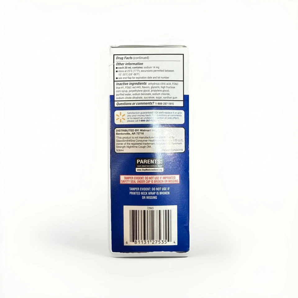 Equate Maximum Strength Nighttime Tussin DM Max 8 OZ (PAQUETE DE 3) Foto 2 de 2