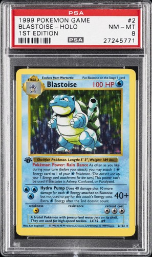Blastoise (1st Edition) graded PSA 8 for sale on eBay