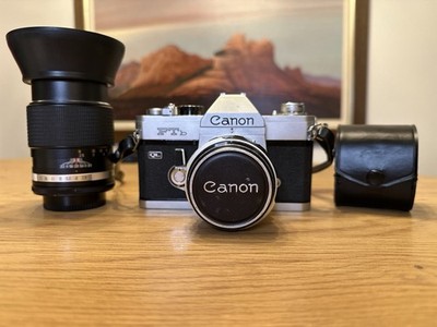 Canon FTb QL 35mm Film Camera   50mm f/1.8 + 135mm f/2.8   Meter Works