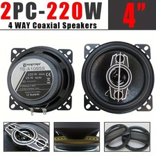 4" 220W Car Coaxial Speakers Pair-Enhanced Bass, Flush-Mount Door Mount, Durable