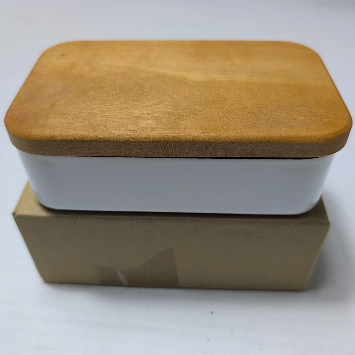 Noda Horo Enamel Butter Dish with Wooden Lid 200g - Made in Japan