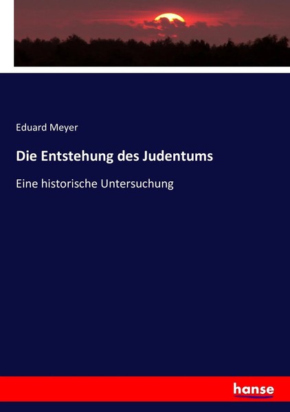 Eduard Meyer | Die Entstehung Des Judentums | Taschenbuch | Deutsch (2016)-image